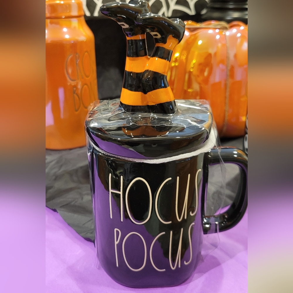 Hocus Pocus Rae Dunn Black Mug Witch Stocking Boots Topper - Picture 1 of 7